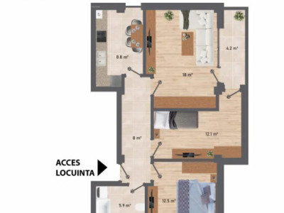 Apartament 3 camere tip 1