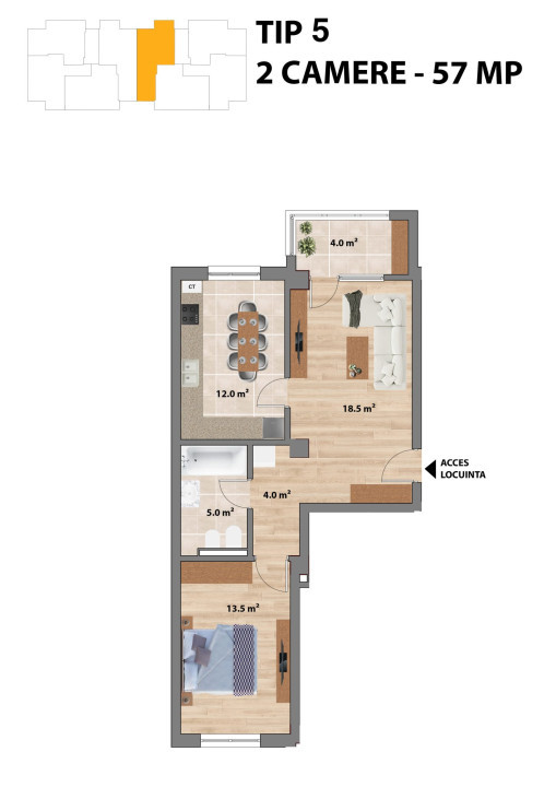 Apartament 2 camere tip 5