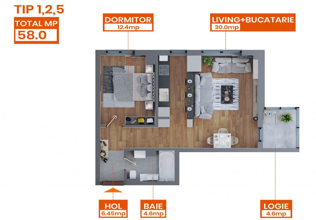 Apartament 2 camere tip 2