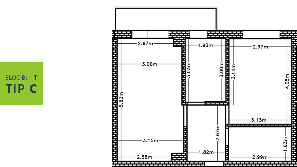 Apartament 2 camere tip C, bloc B9