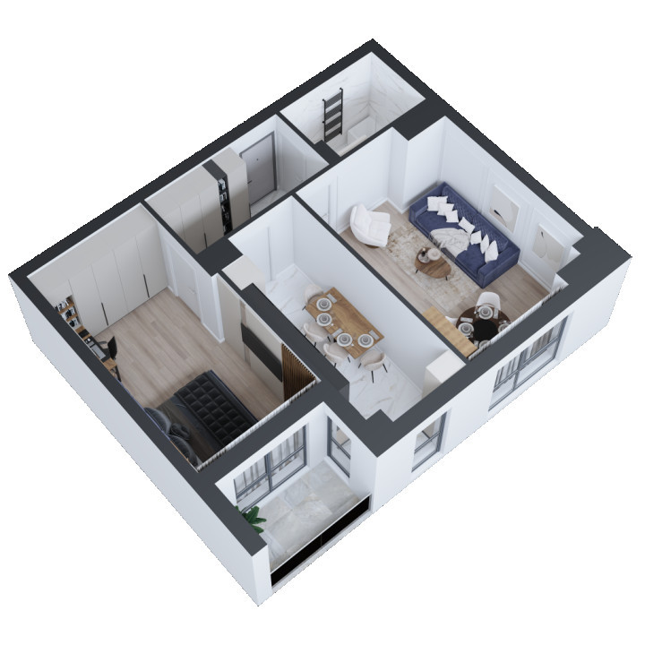 Apartament 2 camere, suprafata 58.95 mp